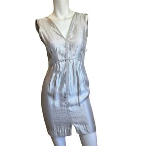 hoss intropia silver V=Neck Backless Mini Dress sz 34=0
